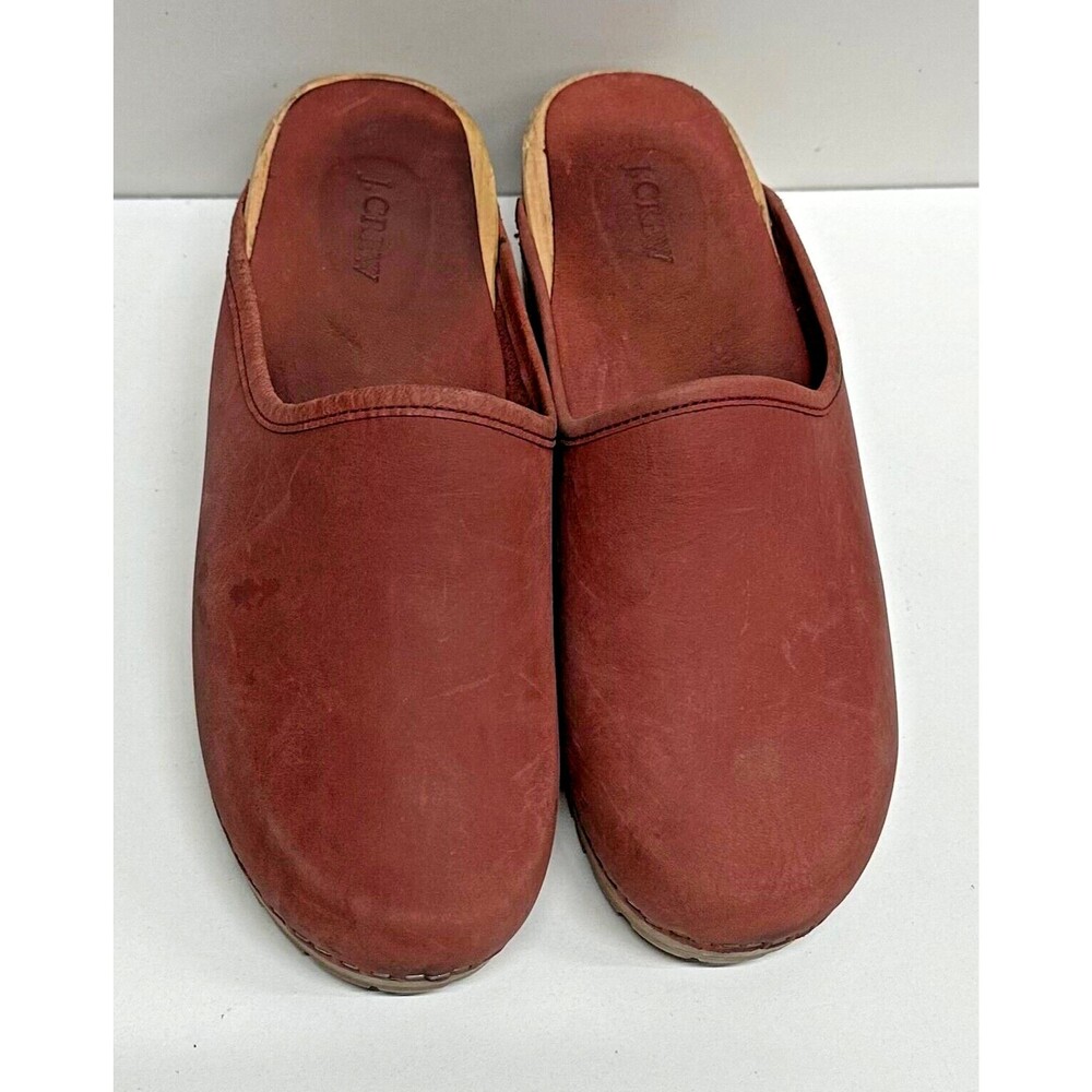 J. Crew Factory Women's Red Leather Slip-On Mules